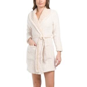 NWT KIT KIT Women's Cozy Plush Shawl Collar Tie Closure Teddy Bath Short Robe